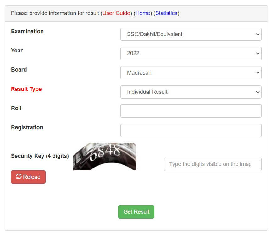 SSC Result 2022 Website Screenshot for Madrasa Board